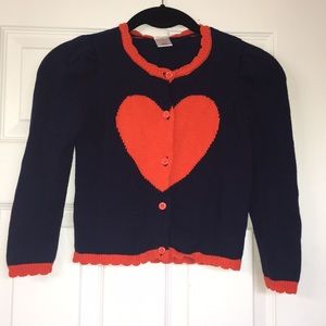 Gymboree navy blue and red heart sweater